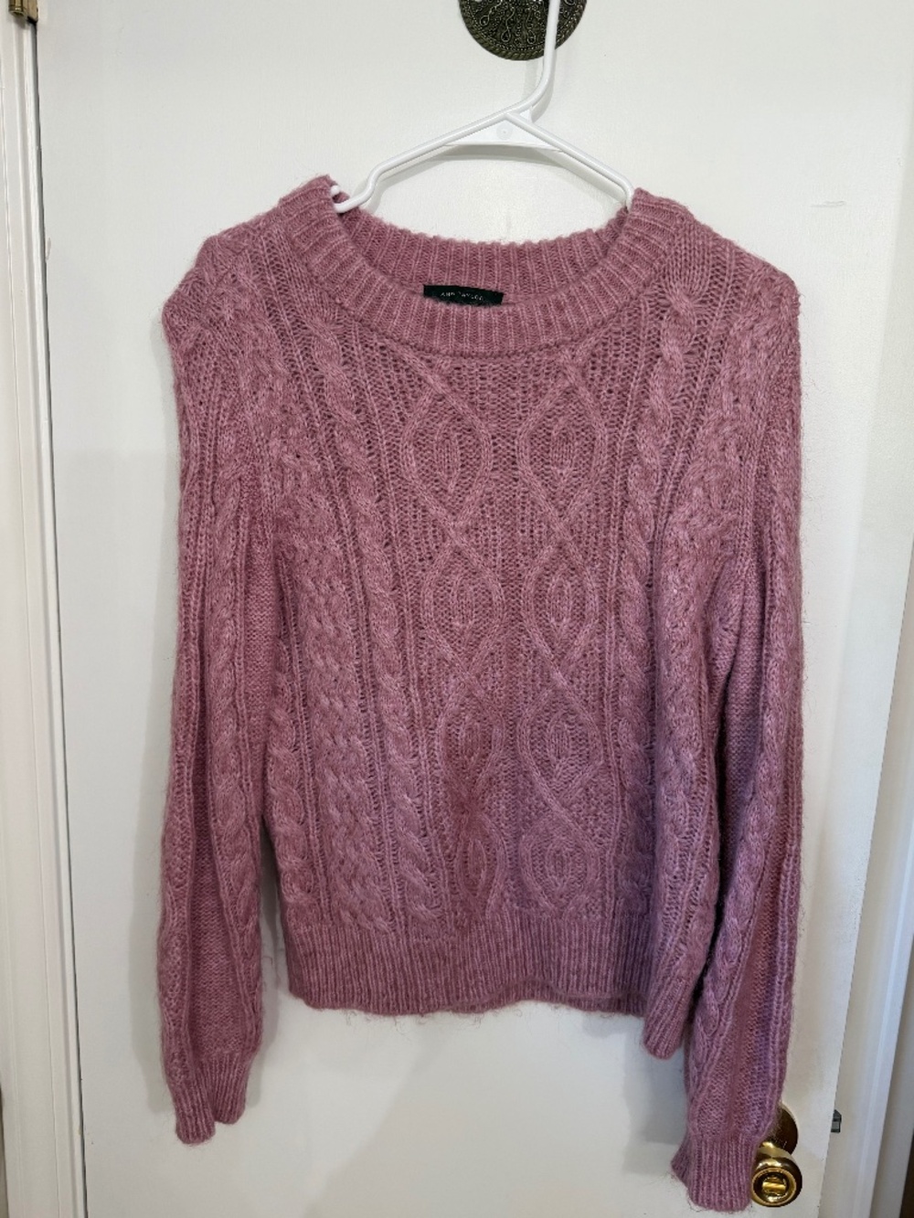 Ann Taylor Cable Bell Sleeve Sweater, Mauve Lilac, Small